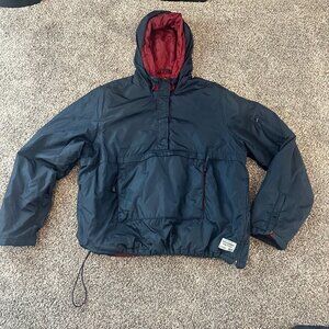 Abercrombie Vintage Style 90s Windbreaker Pullover Jacket Blue Maroon Hooded